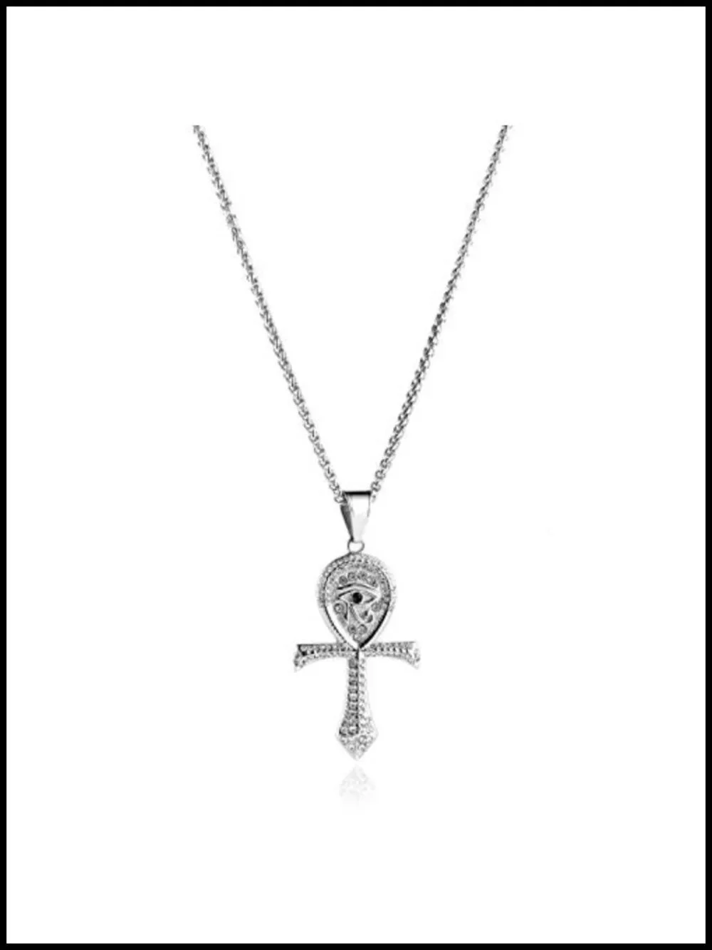 Egyptian Eye of Horus Ankh Cross Pendant Necklace Stainless Steel Religious